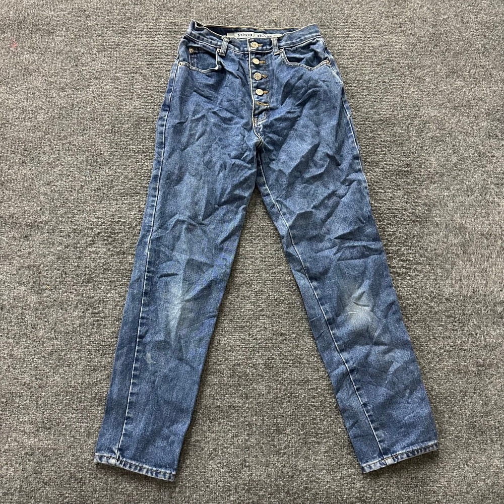 Yoyo Jeans Denim Womens Size 7 Blue High Waisted Button Fly Straight Leg Vintage